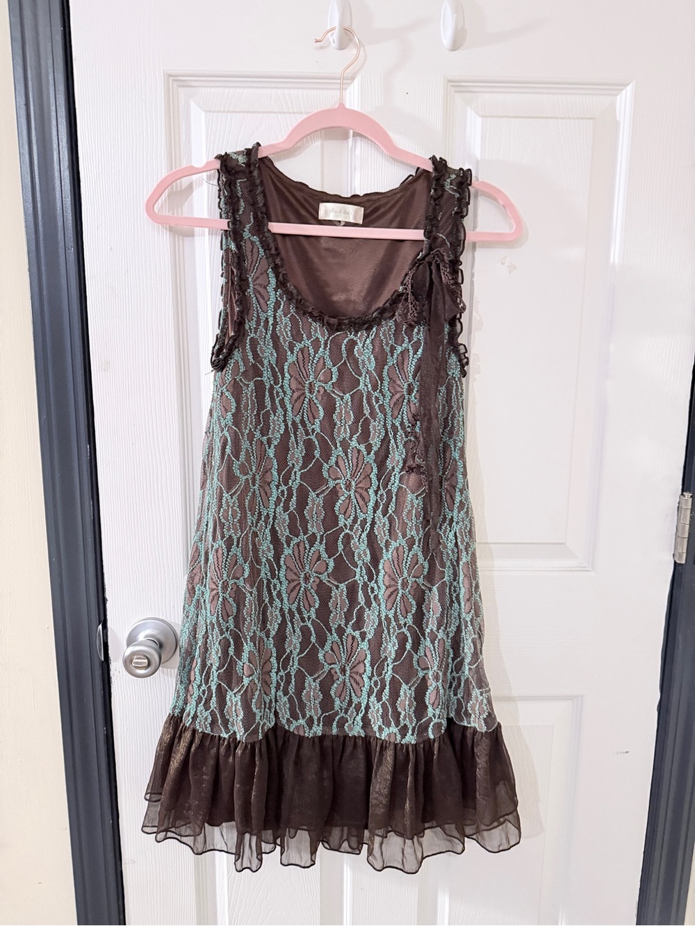 Altar'd State Brown Dress with Pink Trim